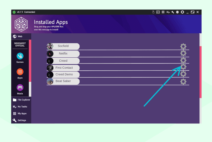 uninstall apps from the sidequest