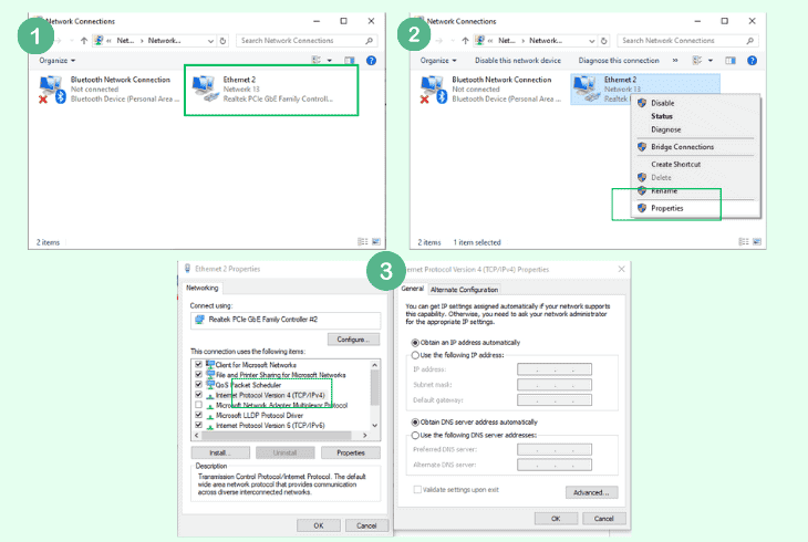 revert dns settings on windows