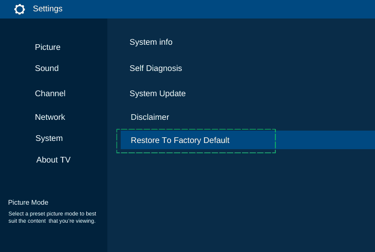 how to factory reset hisense tv