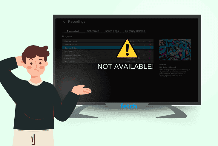 recording not available fetch tv