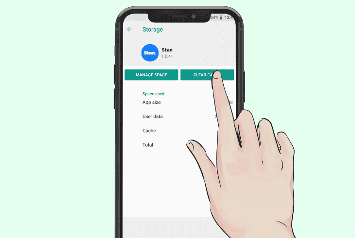 clear the stan app data & cache