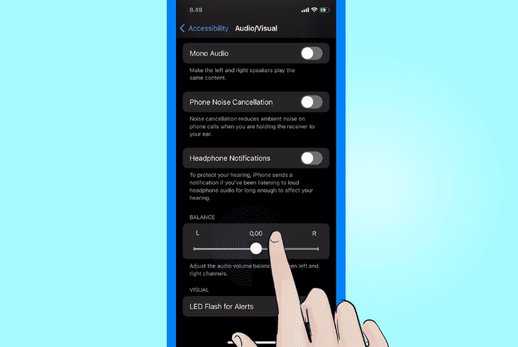 center audio balance on apple ios