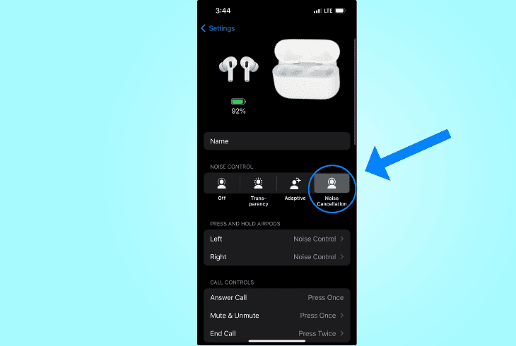 turn off “noise cancellation”