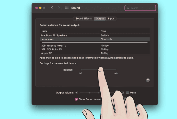 check audio balance settings for mac