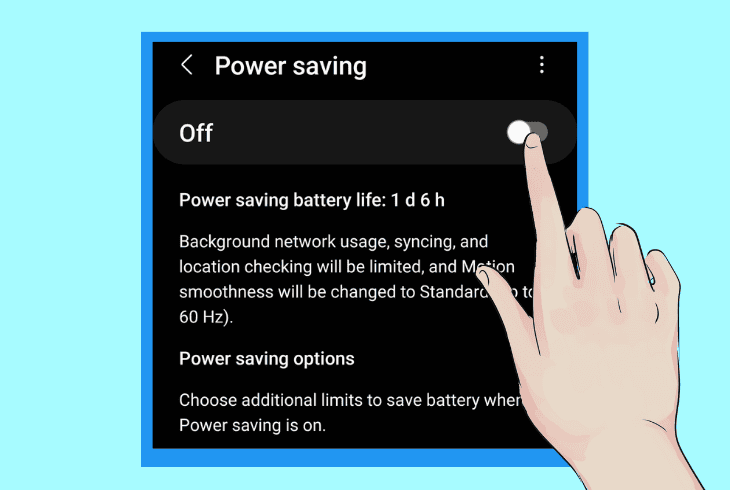 stop battery saver on android