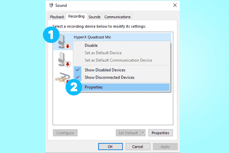 quadcast windows/macos audio settings
