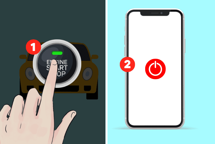 reboot the iphone and car