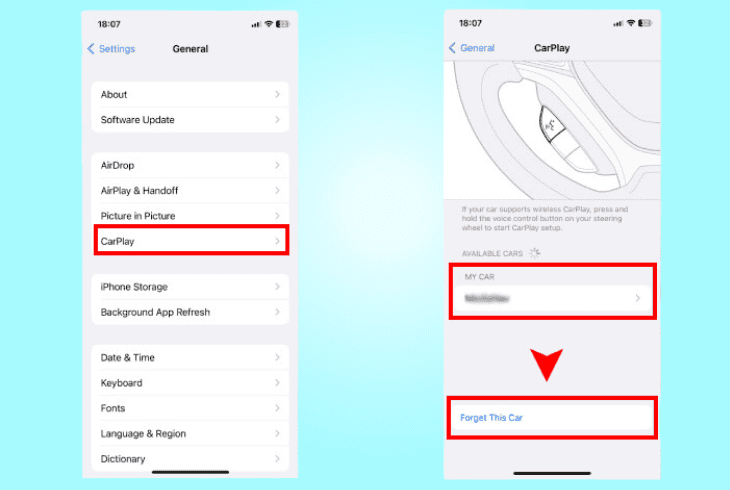 remove the car’s “carplay” profile