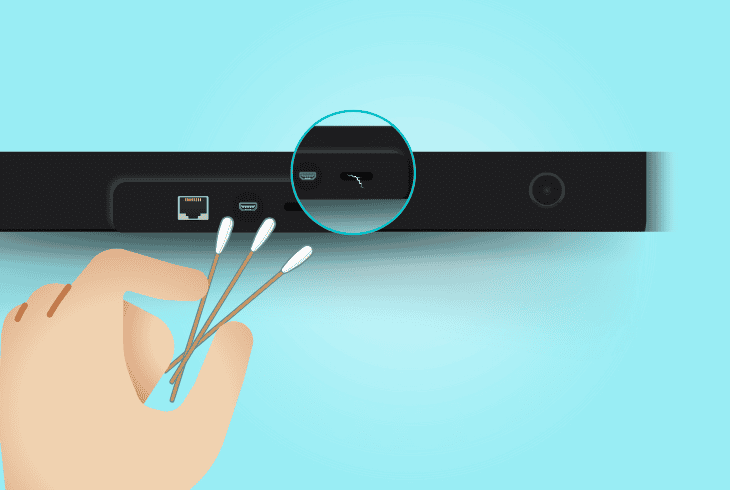 clean the speaker’s charging port
