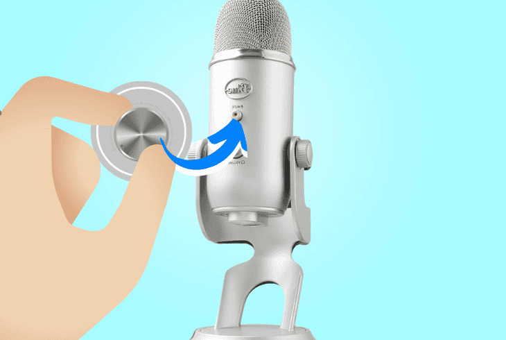 turn the blue yeti’s gain knob