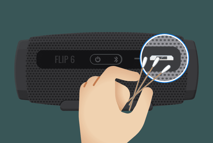 clean jbl flip 6 charging input port