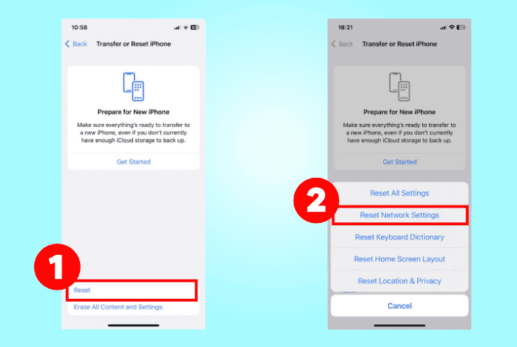 reset the iphone’s network setting