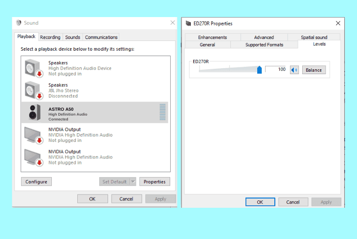 adjust your output levels (windows)