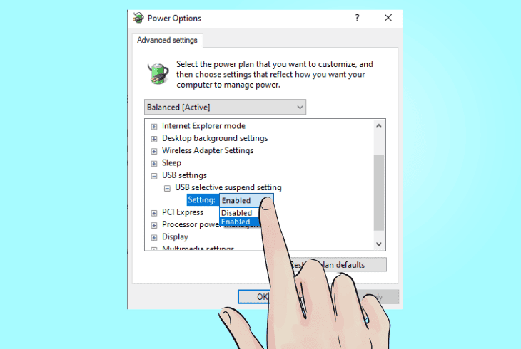 adjust the usb power plan settings (windows)