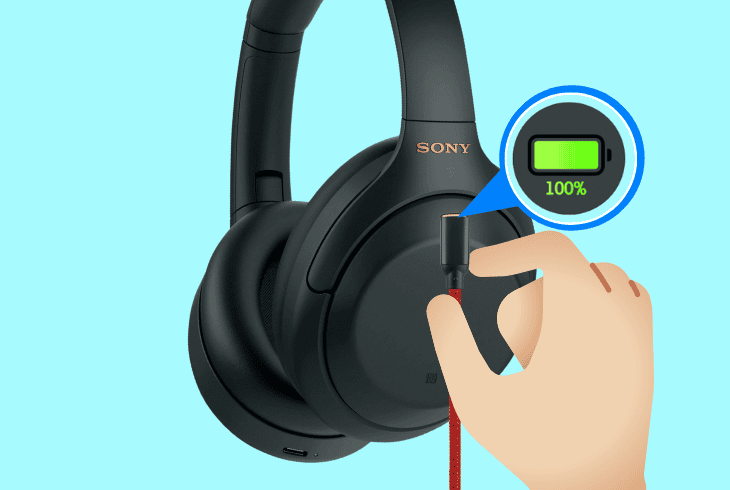 charge the sony headphones to 100%