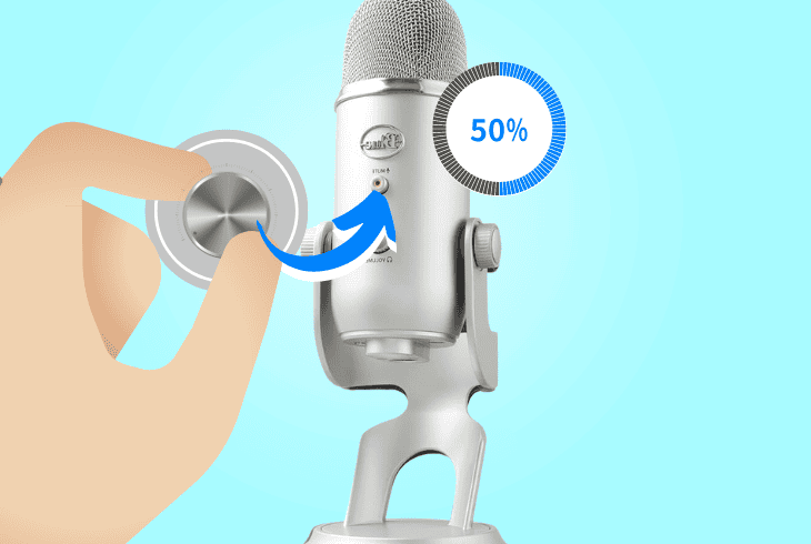 microphone gain 50–60%