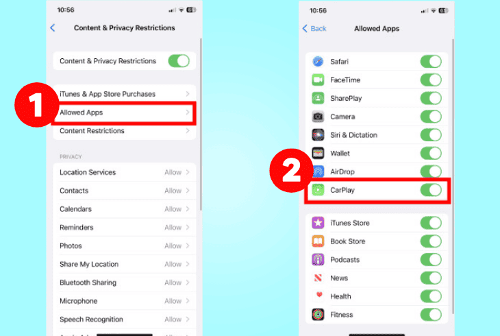 unrestrict carplay in allowed apps