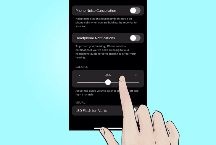 configure audio balance on apple ios