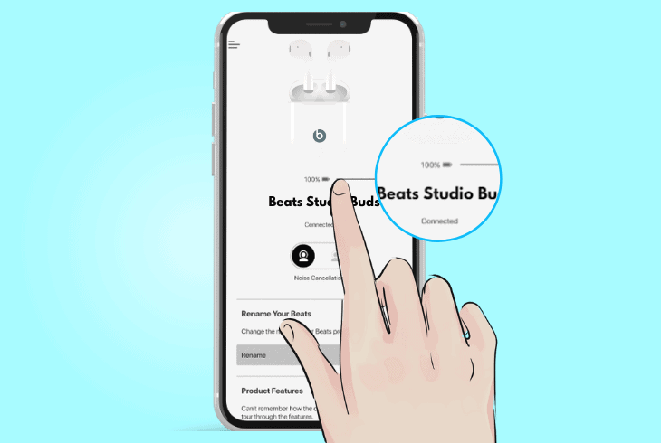 check beats studios battery level