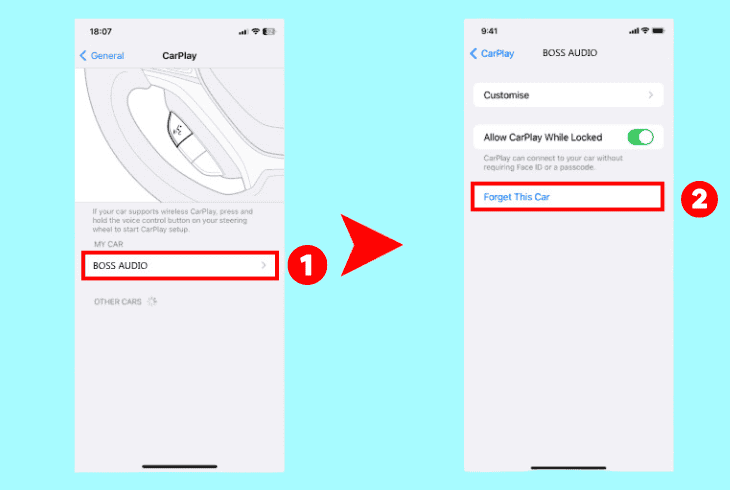 forget & re-add the boss carplay profile
