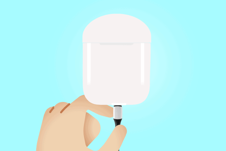 the charging cable’s earbuds connection