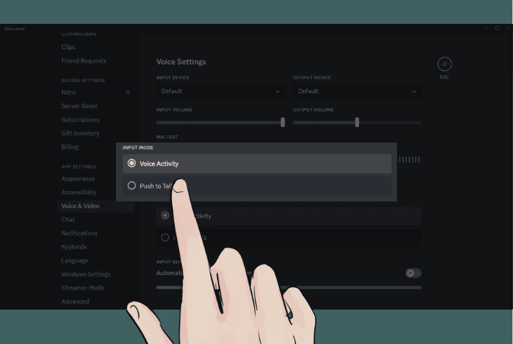 enable the “push-to-talk” feature