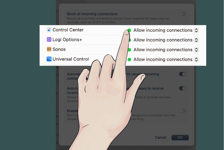 allow sonos through firewall on mac