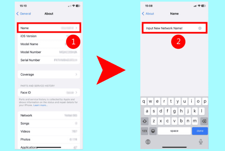 how to change iphone’s network name