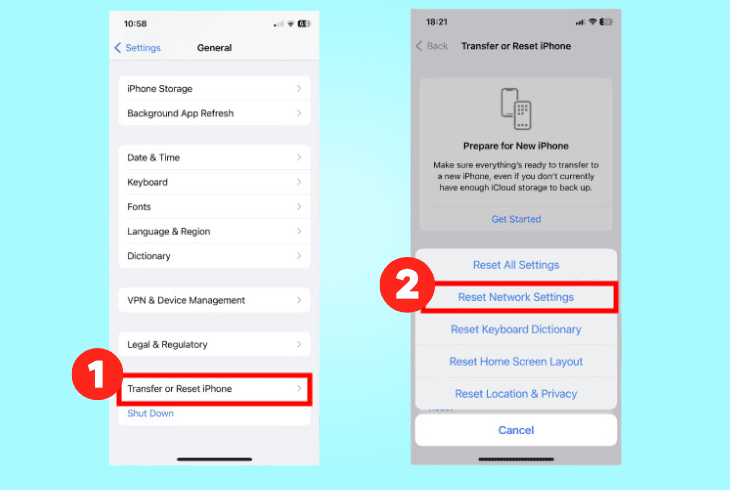 reset the iphone’s network settings