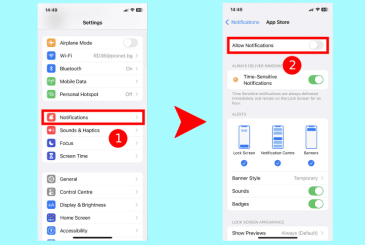 disable iphone notification alerts