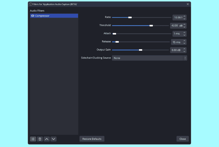 compression settings in obs