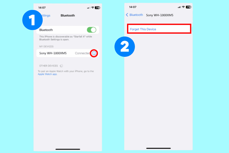 erase sony xm5’s pairing information
