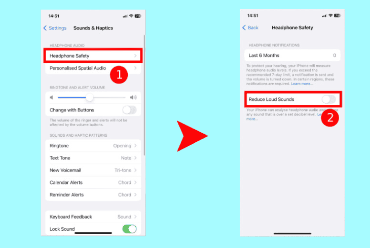 disable the “reduce loud sounds”