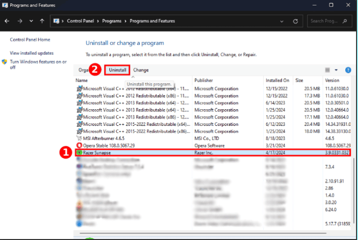 reinstall the synapse utility on windows