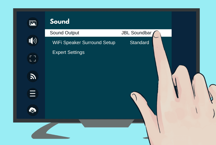 specify jbl as the “default output” (tv)