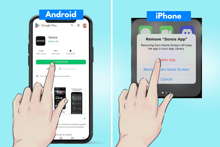 reinstall the sonos’s mobile app
