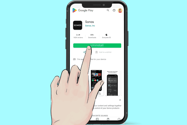 reinstall the sonos app on android