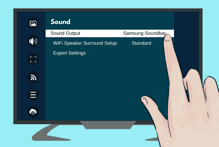 select the soundbar in “sound output”