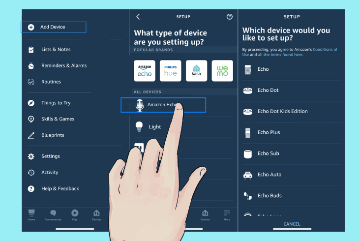 add echo pop in the alexa app