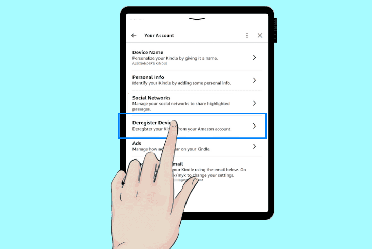 deregister the kindle from amazon