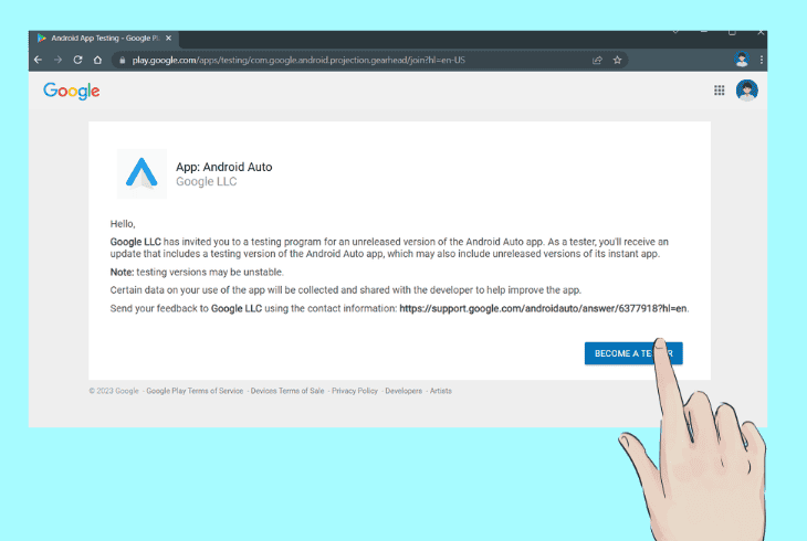 enroll in beta testing of android auto