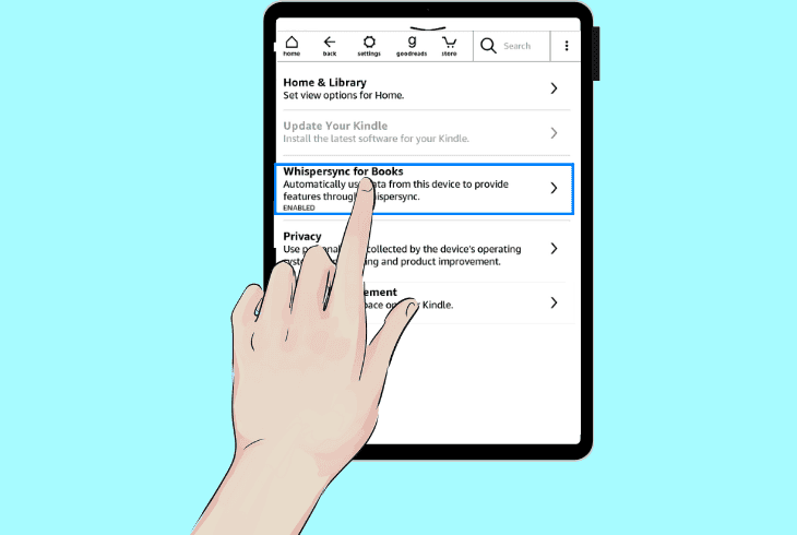 reactivate the “whispersync” feature