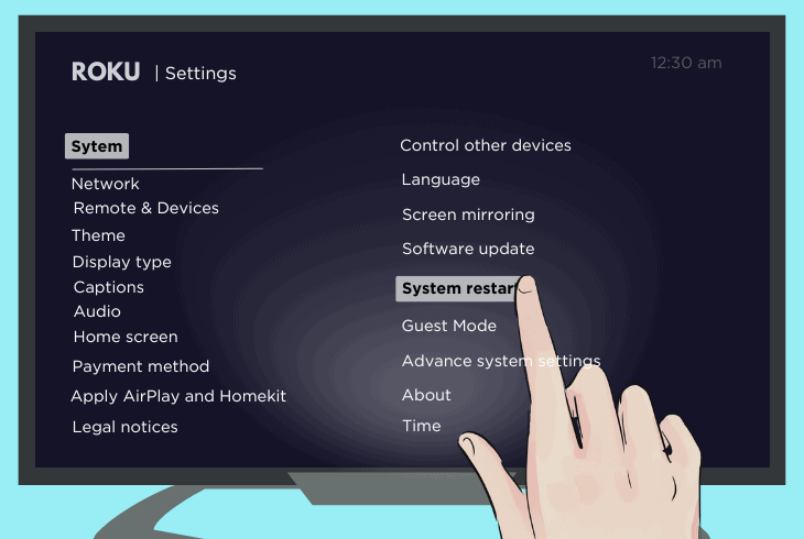 soft-reset or hard-reset roku