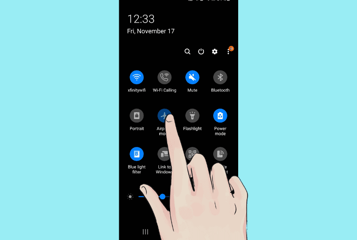 toggle off & on airplane mode