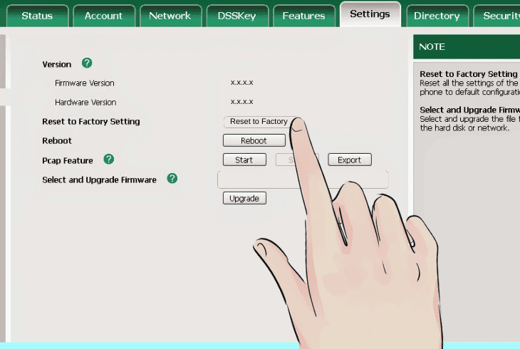factory reset yealink via web gui