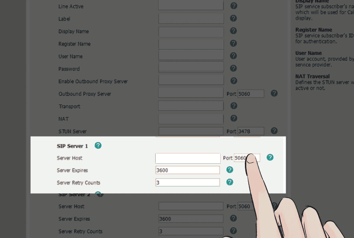 configure your sip port