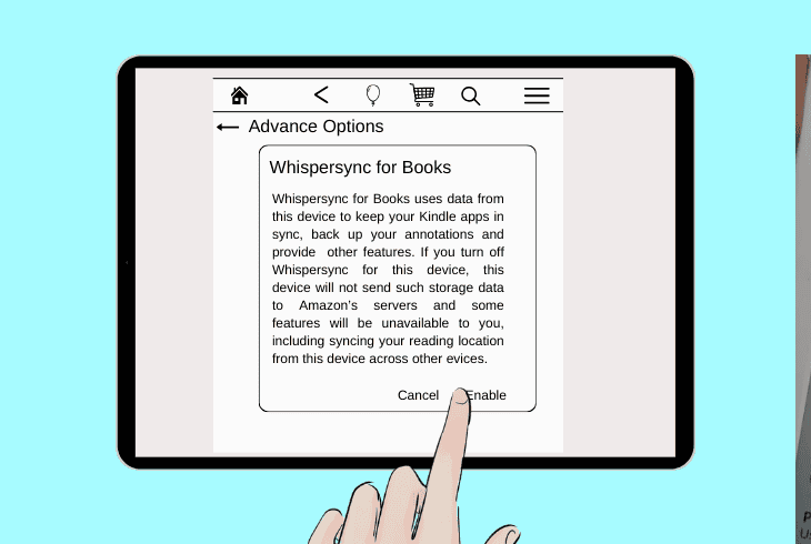 check “whispersync” through kindle paperwhite