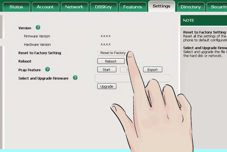 factory reset the yealink phone os