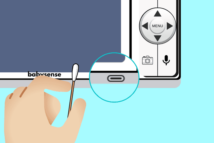 how to clean the babysense charging port