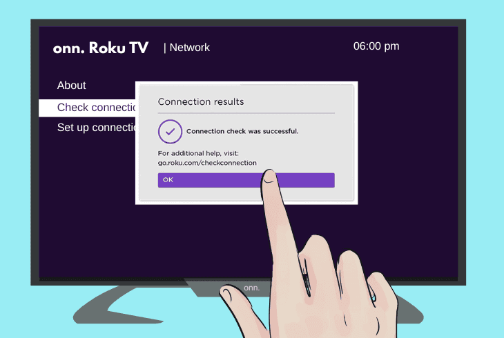 inspect the onn roku tv’s internet status